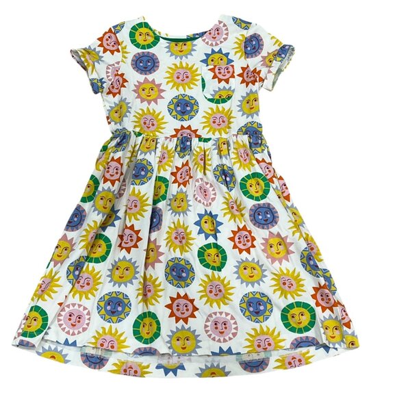 Mini Boden Girls Dress Sun Face Print Short Sleeve Size 11-12Y 152cm Cotton - Picture 2 of 5
